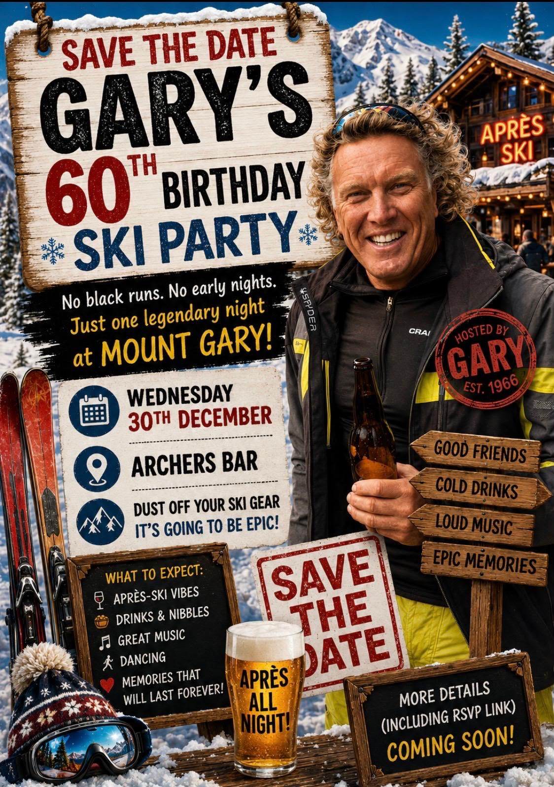 Save the Date: Gary's 60th Birthday Ski Party